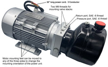 Load image into Gallery viewer, 110/220VAC 1 Phase Hydraulic Power Unit 2hp 1-4 gpm 800-3000 psi 50 or 60Hz valves optional