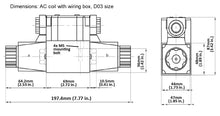 Load image into Gallery viewer, Dimensions for VSD6 Hydraulic Valve D03 NG6 with wiring box