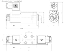 Load image into Gallery viewer, D02 (NG4): Hydraulic Electrical Solenoid Valve: 6.5 GPM 4560 psi 24VDC  3-Position