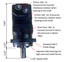Load image into Gallery viewer, "The Beast" Hydraulic Low Speed High Torque Orbital Motor 500cc/rev 38HP 10798 in-lbs torque 0-240rpm 0-32gpm