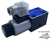 Load image into Gallery viewer, D03 (NG6): DIN Connector 2-Position  Hydraulic Electric Solenoid Control Valve:  21 GPM: 4560 psi: 12VDC 24VDC 110VAC