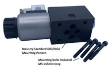 Load image into Gallery viewer, D03 (NG6): DIN Connector 2-Position  Hydraulic Electric Solenoid Control Valve:  21 GPM: 4560 psi: 12VDC 24VDC 110VAC