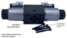 Load image into Gallery viewer, D03 (NG6): DIN Connector 3 Position Hydraulic Electrical Solenoid Valve: 21 GPM: 4560 psi: 12VDC 24VDC 110VAC 220VAC: 3-Position