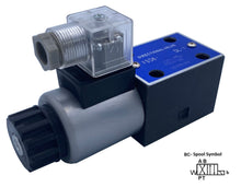 Load image into Gallery viewer, D03 (NG6): DIN Connector 2-Position  Hydraulic Electric Solenoid Control Valve:  21 GPM: 4560 psi: 12VDC 24VDC 110VAC