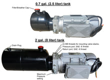 Cargar imagen en el visor de la galería, Unidad de energía hidráulica de CA 2 hp 1-4 gpm 800-3000 psi 110/220 VCA 50/60 Hz válvulas opcionales