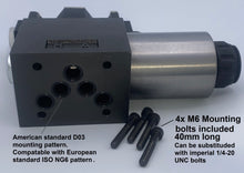 Load image into Gallery viewer, D05 (NG10): Wiring Box 2-Position Hydraulic Electrical Solenoid Control Valve: 31 GPM: 4560 psi: 110VAC 220VAC 12VDC 24VDC:  (Balers and Compactors)
