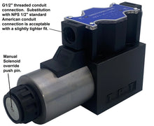 Load image into Gallery viewer, D05 (NG10): Wiring Box 2-Position Hydraulic Electrical Solenoid Control Valve: 31 GPM: 4560 psi: 110VAC 220VAC 12VDC 24VDC:  (Balers and Compactors)