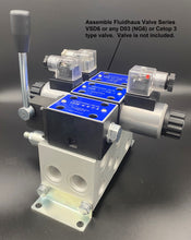 Load image into Gallery viewer, hydraulic parallel 3 station bar manifold with valve assembly d03 ng6