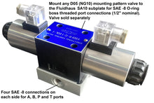 Load image into Gallery viewer, Sub plate D05 NG10 Cetop 5 Pattern for Mounting Hydraulic Valves Aluminum Anodized with valve assembly
