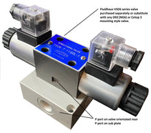 Load image into Gallery viewer, Sub plate D03 NG6 Cetop 3 Pattern for Mounting Hydraulic Valves Aluminum Anodized with electrical valve assembly