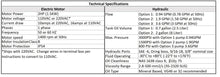 Cargar imagen en el visor de la galería, technical specifications for Hydraulic Power Unit 2hp 1-4 gpm 800-3000 psi 110/220VAC 50/60Hz valves optional