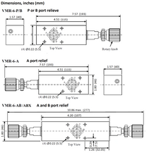 Load image into Gallery viewer, dimensions for Pressure Relieve Valve D03 (NG6) Module 9 gpm 3045 psi