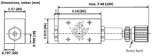 Load image into Gallery viewer, Dimensions for Pressure Reducing Valve D03 (NG6) Module 9 gpm 3045 psi