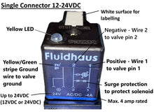 Charger l&#39;image dans la galerie, Cable assembly for hydraulic single or double solenoid valve DIN 46350 Form A 18mm PUR polyurethane outdoor rated 12VDC 24VDC 110VAC or 220VAC
