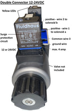 Charger l&#39;image dans la galerie, Cable assembly for hydraulic single or double solenoid valve DIN 46350 Form A 18mm PUR polyurethane outdoor rated 12VDC 24VDC 110VAC or 220VAC
