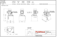 Load image into Gallery viewer, Vertical hydraulic power unit, 2gpm, 2200 PSI, 3 HP 230/460VAC 3 Phase, 5 Gallon Tank
