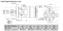 Load image into Gallery viewer, Hydraulic Low Speed High Torque Orbital Motor 4 bolt and 2 bolt SAE A Flange 50-500cc/rev 0-4100 in-lbs torque 0-760rpm 0-14.5gpm
