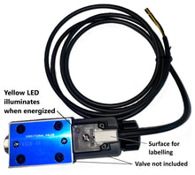 Charger l&#39;image dans la galerie, Cable assembly for hydraulic single or double solenoid valve DIN 46350 Form A 18mm PUR polyurethane outdoor rated 12VDC 24VDC 110VAC or 220VAC

