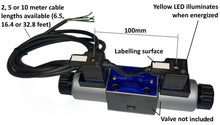 Cargar imagen en el visor de la galería, Cable assembly for hydraulic single or double solenoid valve DIN 46350 Form A 18mm PUR polyurethane outdoor rated 12VDC 24VDC 110VAC or 220VAC

