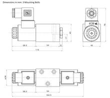 Load image into Gallery viewer, D02 (NG4): Hydraulic Electrical Solenoid Valve: 6.5 GPM 4560 psi 24VDC  3-Position
