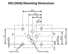 Load image into Gallery viewer, D03 (NG6): DIN Connector 3 Position Hydraulic Electrical Solenoid Valve with manual override: 21 GPM: 4560 psi: 12VDC 24VDC 110VAC : 3-Position
