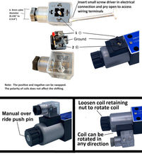 Load image into Gallery viewer, D03 (NG6): DIN Connector 2-Position  Hydraulic Electric Solenoid Control Valve:  21 GPM: 4560 psi: 12VDC 24VDC 110VAC
