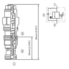 Load image into Gallery viewer, Counterbalance Valve Cartridge, 15 GPM 4060 psi, 3:1 ratio T-11A cavity
