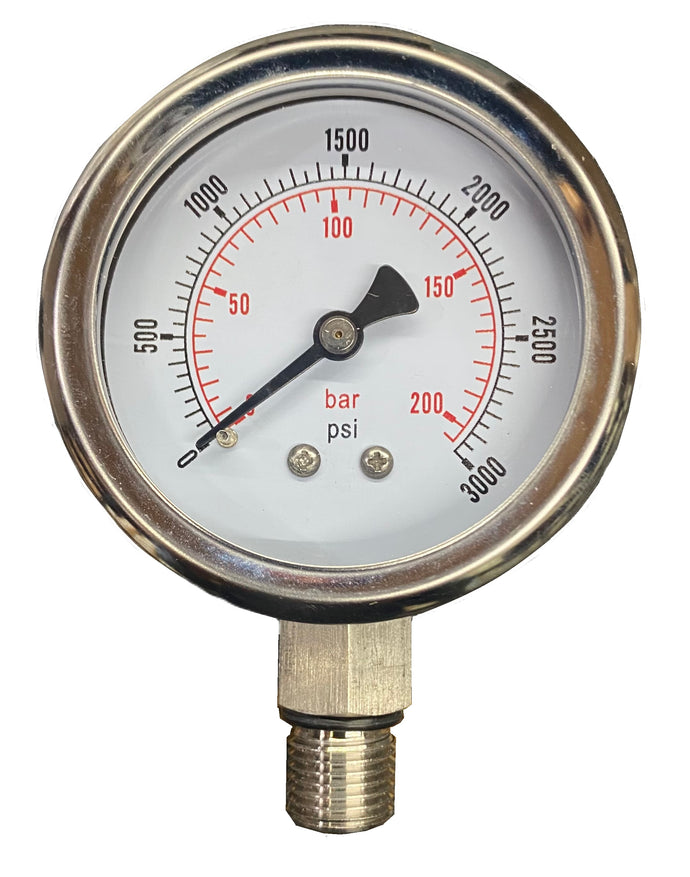 Hydraulic Pressure Gauge 3000PSI, 2 1/2