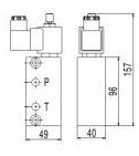 Gravity down valve SAE -6 ports flange mount directly to SCO power unit. Normally closed 110VAC