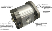 Cargar imagen en el visor de la galería, Bomba o motor de engranajes hidráulicos 8-26 cc/rev (0,732-1,58 in3/rev) Montaje SAE A bidireccional de 2-18 gpm
