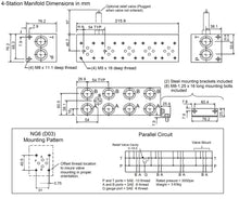 Load image into Gallery viewer, Hydraulic Series Valve Manifold Aluminum D03 NG6 or Cetop 3 pattern (2-4 Stations), MSA6 series
