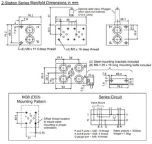 Load image into Gallery viewer, Hydraulic Series Valve Manifold Aluminum D03 NG6 or Cetop 3 pattern (2-4 Stations), MSA6 series
