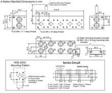 Load image into Gallery viewer, Hydraulic Series Valve Manifold Aluminum D03 NG6 or Cetop 3 pattern (2-4 Stations), MSA6 series
