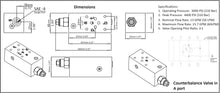 Load image into Gallery viewer, Counterbalance Valve D03 (NG6) module, 15 GPM 3000 psi, 3:1 ratio T-11A cavity
