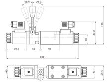 Load image into Gallery viewer, D03 (NG6): DIN Connector 3 Position Hydraulic Electrical Solenoid Valve with manual override: 21 GPM: 4560 psi: 12VDC 24VDC 110VAC : 3-Position
