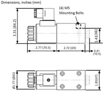 Load image into Gallery viewer, dimensions D03 NG6 Hydraulic Electric Solenoid Control Valve: 2 Position 12VDC 24VDC 110VAC
