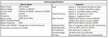Charger l&#39;image dans la galerie, technical specifications for Hydraulic Power Unit 2hp 1-4 gpm 800-3000 psi 110/220VAC 50/60Hz valves optional
