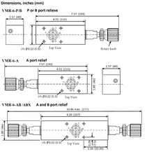 Load image into Gallery viewer, dimensions for Pressure Relieve Valve D03 (NG6) Module 9 gpm 3045 psi
