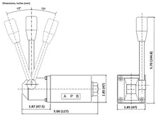 Load image into Gallery viewer, Dimensions D03 (NG6): Hydraulic Manual Lever Control Valve: 21 GPM: 4560 psi Media 1 of 28
